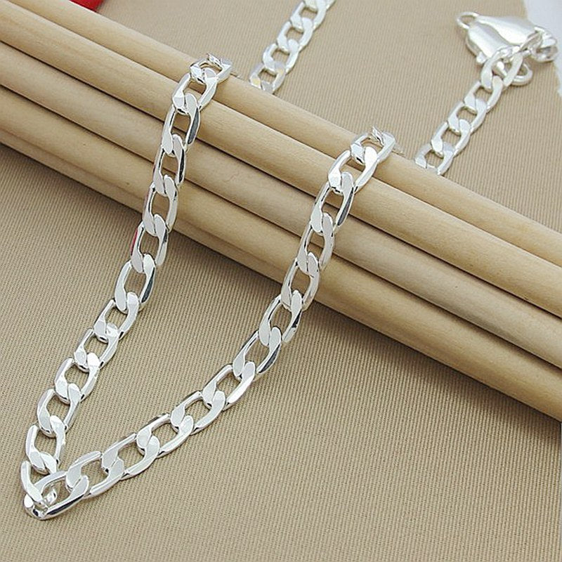 Men 8MM Hip Hop Chain Necklaces 925 Sterling Silver Jewelry AAA Quality Statement Necklace For Male 16-18-20-24 Inches