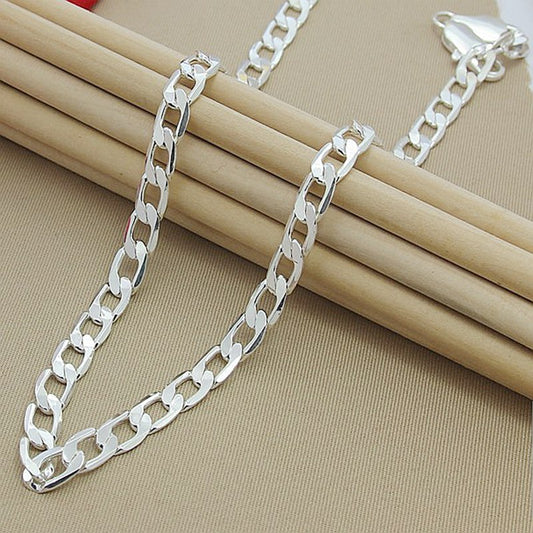 Men 8MM Hip Hop Chain Necklaces 925 Sterling Silver Jewelry AAA Quality Statement Necklace For Male 16-18-20-24 Inches