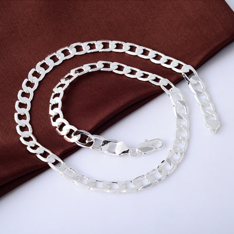 Men 8MM Hip Hop Chain Necklaces 925 Sterling Silver Jewelry AAA Quality Statement Necklace For Male 16-18-20-24 Inches