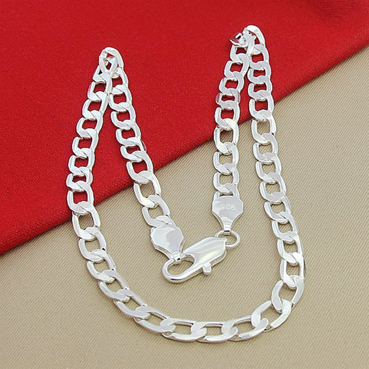 Men 8MM Hip Hop Chain Necklaces 925 Sterling Silver Jewelry AAA Quality Statement Necklace For Male 16-18-20-24 Inches