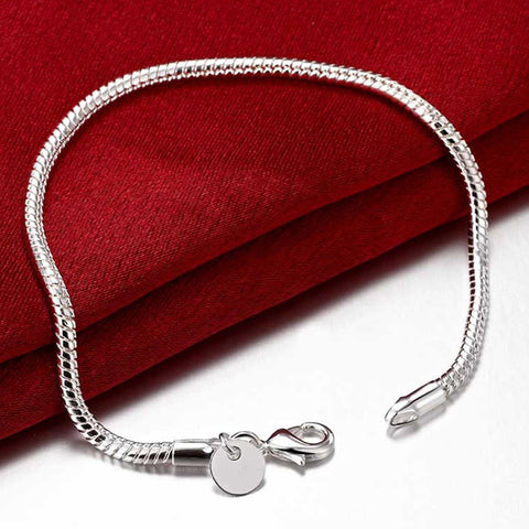 New Arrival 925 Sterling Silver Jewelry 3mm Snake Chain Bracelets for Women Men Trendy Jewelry