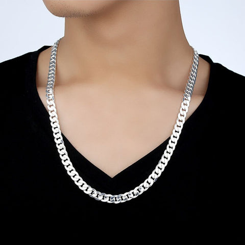 Men 8MM Hip Hop Chain Necklaces 925 Sterling Silver Jewelry AAA Quality Statement Necklace For Male 16-18-20-24 Inches