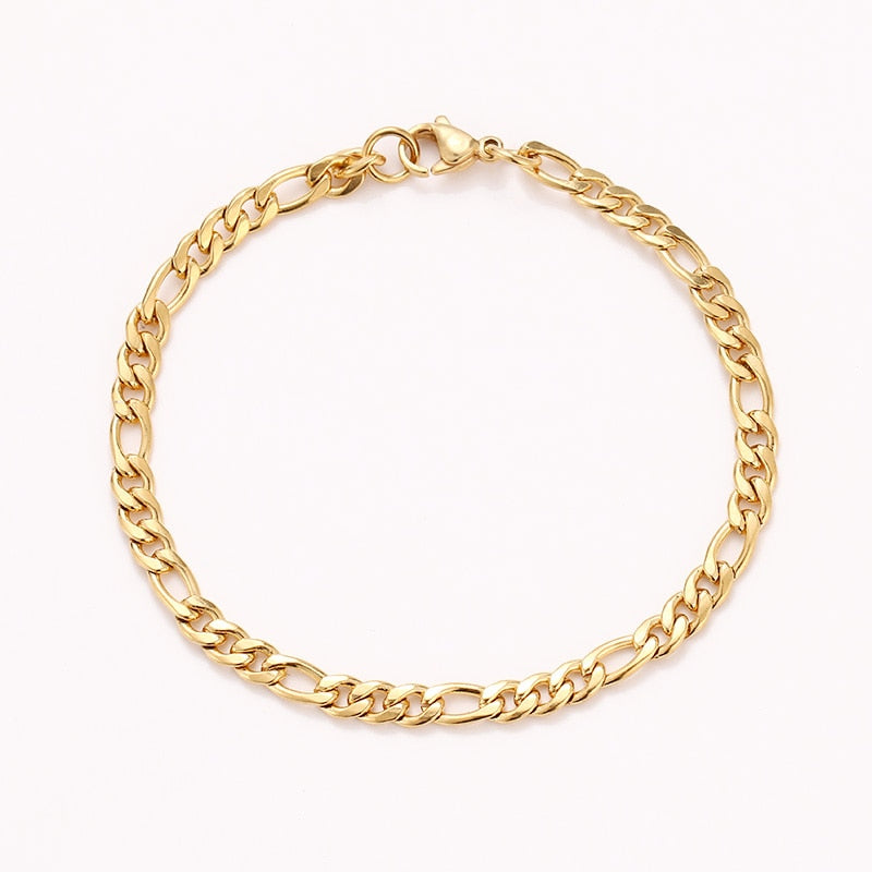 CACANA Stainless Steel Chain Bracelets For Man Women Gold Silver Color For Pendant Flat Donot Fade Jewelry N1806