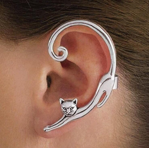 Cute Cat Clip On Earrings Ear Cuff Earrings for Women Orecchini Ear Wrap  Earcuff boucle d&#39;oreille Clip 2E280