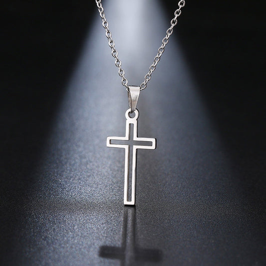 DOTIFI Stainless Steel Necklace For Women Lover&#39;s Gold And Rose Gold Color Chain Cross Necklace Small Cross Religious Jewelry