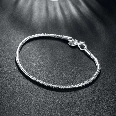 New Arrival 925 Sterling Silver Jewelry 3mm Snake Chain Bracelets for Women Men Trendy Jewelry