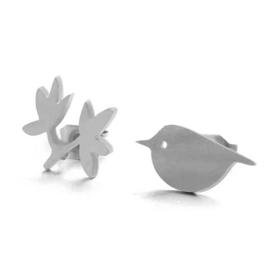 New Arrival Creative Branch Bird Ear Studs For Women Cute mini stainless steel birdie Stud earrings Fashion animal jewelry gift