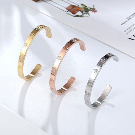 High Quality Three Size Open Bracelet &amp; Bangle Cross Stainless Steel Love Brand Bangle For Women Man Screw Jewelry Couple Gift
