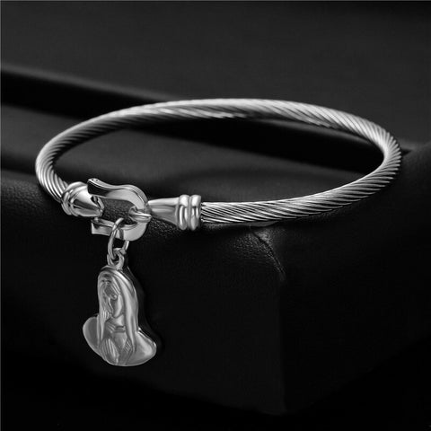 Modyle Gold Color Stainless Steel Chain Bracelet Heart Pendant Charm Bracelets For Men Women 2022 Religious Jewelry