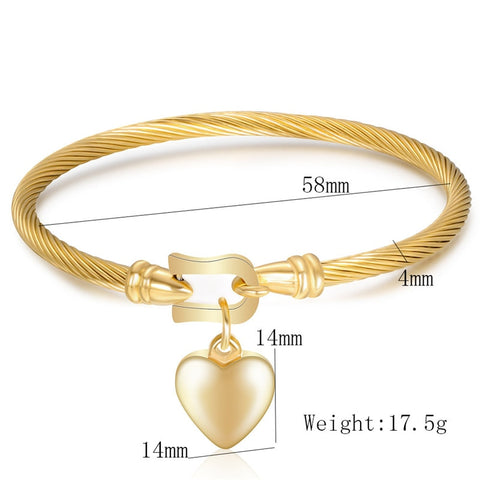 Modyle Gold Color Stainless Steel Chain Bracelet Heart Pendant Charm Bracelets For Men Women 2022 Religious Jewelry