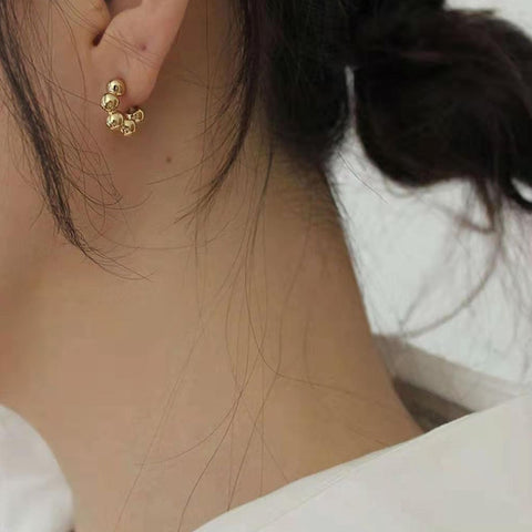 Joolim High Quality PVD Gold Finish Beads String Stainless Steel Hoop Earring Tarnish Free Gold Jewelry