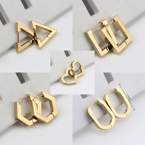 Stainless Steel 3 Color Mini Geometric Earrings