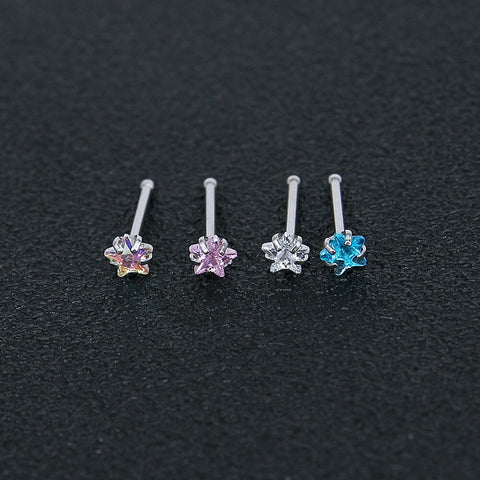 ZS 22g CZ Crystal Nose Studs Sets 12PCS/3PCS Nose Rings Studs Set Stainless Steel Nose Piercing Screws Fashion Nose Septum Rings