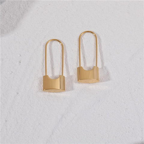 Waterproof & Tarnish Free Minimalist NO Fade Simple Lock Earrings Stainless Steel Jewelry