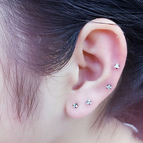 Medical Stainless steel Crystal Zircon Ear Studs Earrings