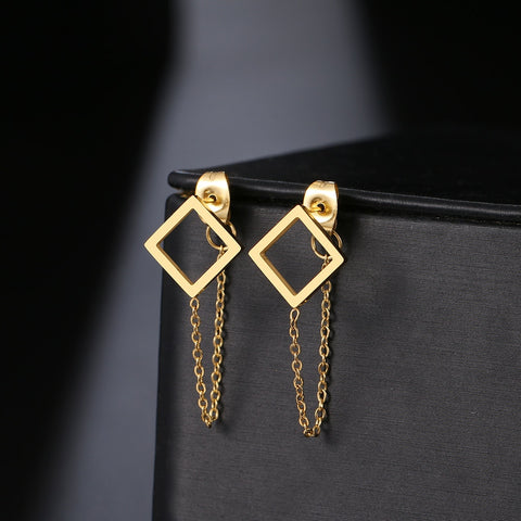 Stainless Steel Earrings 2022 Trend Cross Geometric Element Stars Heart Fashion Tassel Chain Earrings For Women Jewelry Friends