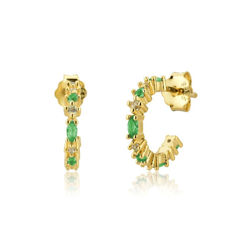 Women Green color Zircon Small Hoop Earrings