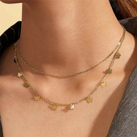 Simple Crystal Geometric Gold Pendant Necklace