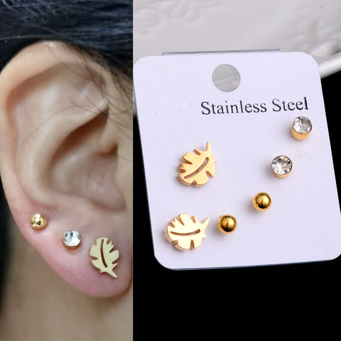 Stainless Steel Earrings Small Cute Butterfly Star Moon Heart Stud Earrings Set Punk Piercing Earing Women&#39;s Minimalist Jewelry