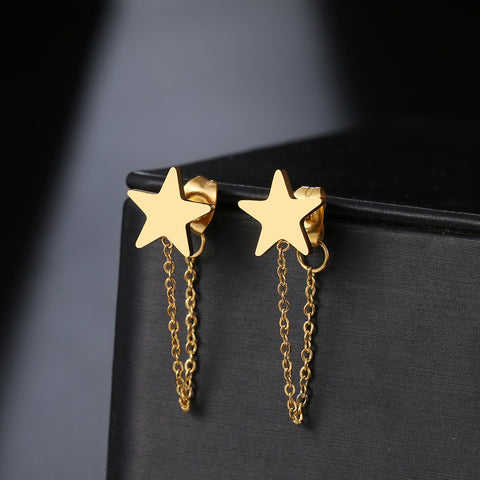 Stainless Steel Earrings 2022 Trend Cross Geometric Element Stars Heart Fashion Tassel Chain Earrings For Women Jewelry Friends