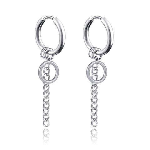 New Punk Stainless Steel Chain Hoop Earrings