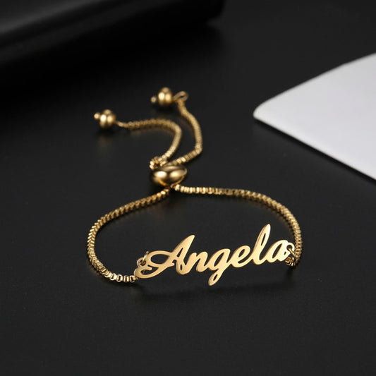 Lemegeton Custom Name Bracelet For Women Personalized Bracelet with Children&#39;s Baby Name Stainless Steel Customized Jewelry Gift