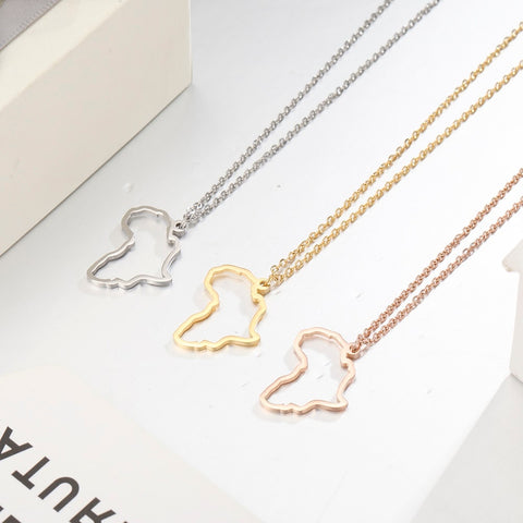 MyShape African Map Pendant Necklaces For Women Men Gold Color South Africa Stainless Steel Necklace Choker African Jewelry Gift