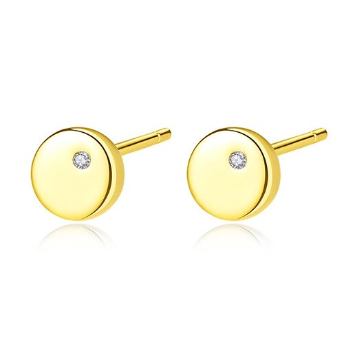 BAFFIN Simple Trendy Round Stud Earrings Gold Color Real 925 Sterling Silver Jewelry White Zircon Earrings For Women Wedding