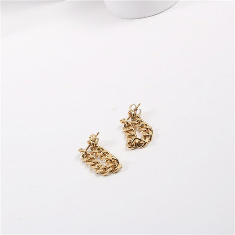 2021 High End PVD Plated Double Chain Earring 2021 Tarnish Free Stainless Steel Jewelry