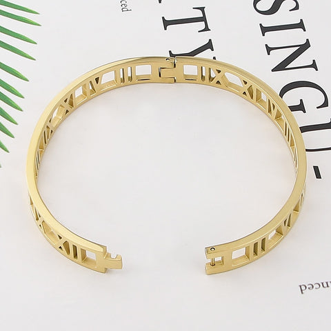 Delicate Hollow Roman Numeral Bracelets &amp; Bangles Titanium Steel Bangle Fine Jewelry For Women Vacuum Plating Bangle Top Quality