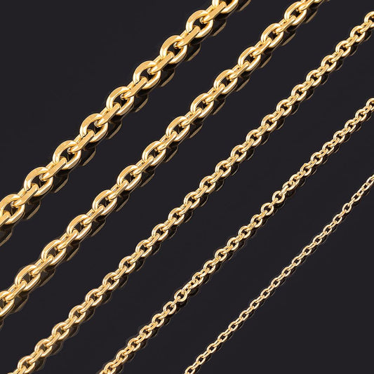 1.6/2.4/3/4/5mm Mens and Women Cuban Chain Fashion Gold Tone Stainless Steel Oval Necklace Top quality Fashion Jewelry