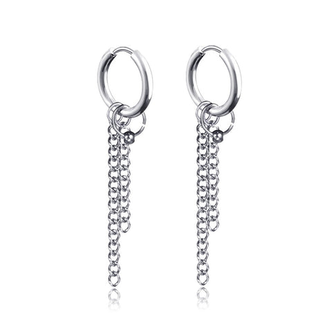 New Punk Stainless Steel Chain Hoop Earrings