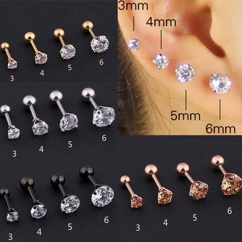 Medical Stainless steel Crystal Zircon Ear Studs Earrings