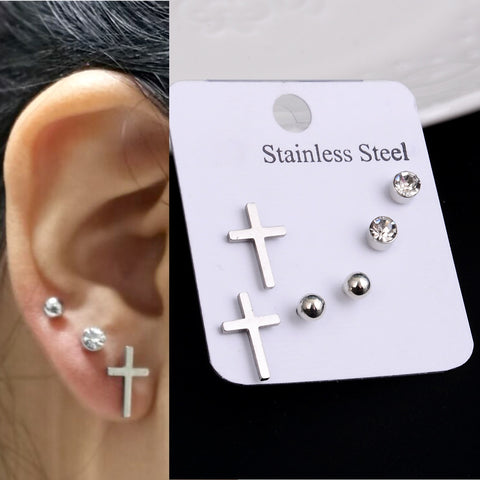 Stainless Steel Earrings Small Cute Butterfly Star Moon Heart Stud Earrings Set Punk Piercing Earing Women&#39;s Minimalist Jewelry