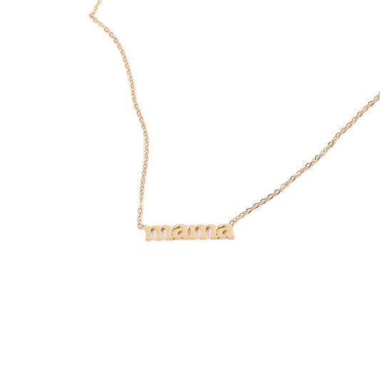 Best Gift for Mom Tarnish Free 316L Stainless Steel Real Gold Plated Letter Pendant Necklace Minimalist Gold Mama Necklace