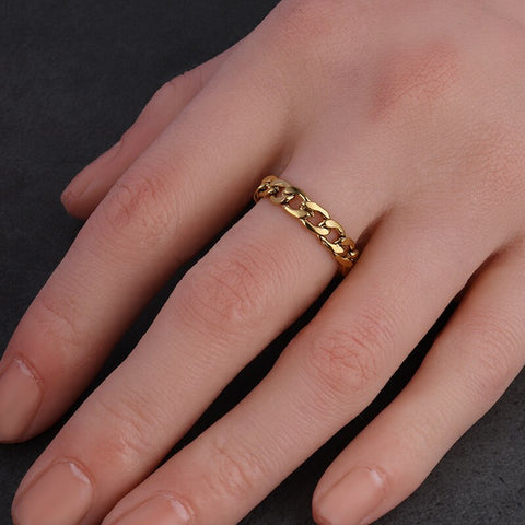 Chain Ring Stainless Steel Rings For Men Women's Rings Geometry Ring Finger Gold Silver Color Ring Set Women Jewelry Gift