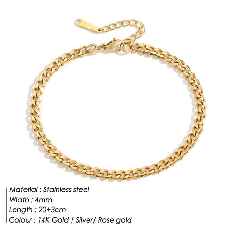 Women Stainless Steel Cuban Chain Anklets