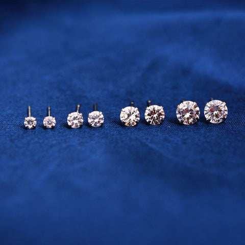 Fashion Cute Tiny Clear Crystal CZ Stud Earrings