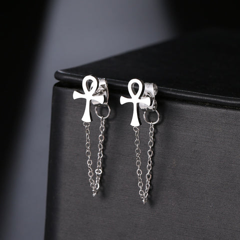 Stainless Steel Earrings 2022 Trend Cross Geometric Element Stars Heart Fashion Tassel Chain Earrings For Women Jewelry Friends