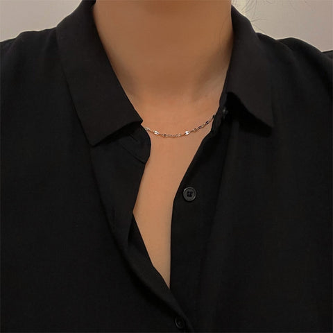 Peri'sbox Non Tarnish Stainless Steel Hollow Thin Chain Necklace 18 K Simple Link Chain Women Jewelry Collar Wholesale