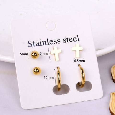 Stainless Steel Earrings Small Cute Butterfly Star Moon Heart Stud Earrings Set Punk Piercing Earing Women&#39;s Minimalist Jewelry