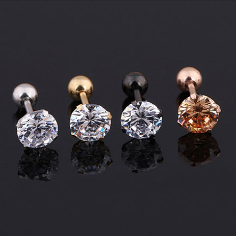 Medical Stainless steel Crystal Zircon Ear Studs Earrings