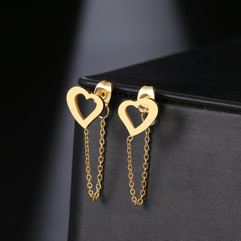 Stainless Steel Earrings 2022 Trend Cross Geometric Element Stars Heart Fashion Tassel Chain Earrings For Women Jewelry Friends