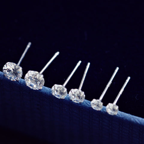 Fashion Cute Tiny Clear Crystal CZ Stud Earrings