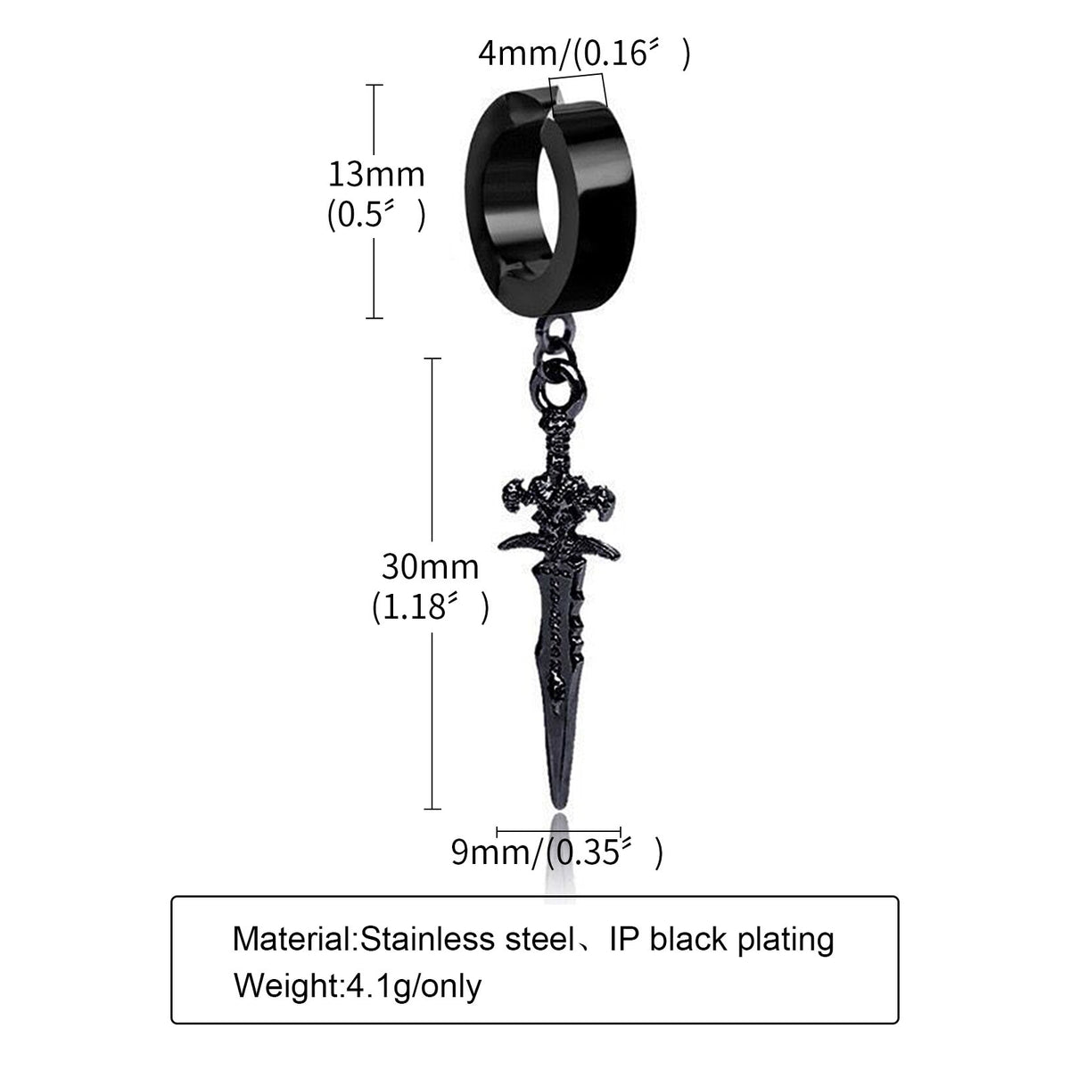 Black Stainless Steel Ear Accessory