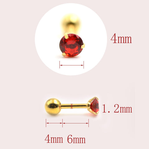 Medical Stainless steel Crystal Zircon Ear Studs Earrings