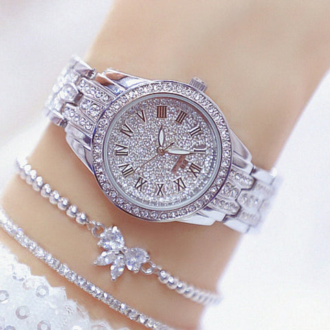 Diamond Women Watch Rhinestone Ladies Silver Bracelet Watches Clock Wristwatch Stainless Steel relogio feminino luxury jewelry