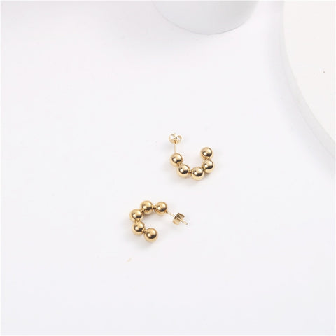 Joolim High Quality PVD Gold Finish Beads String Stainless Steel Hoop Earring Tarnish Free Gold Jewelry