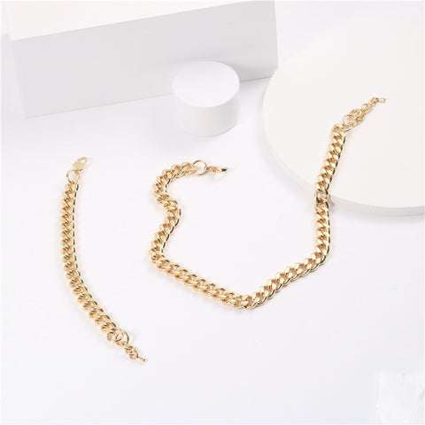 Tarnish Free&amp; Anti-allergic Minimalist Gold Plated Stainless Steel Women&#39;s Statement Necklace Chunky Cuban Chain Necklace