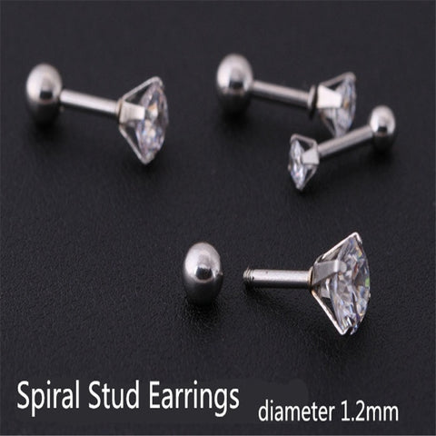 Steel Needle Zircon Crystal Stud Earrings